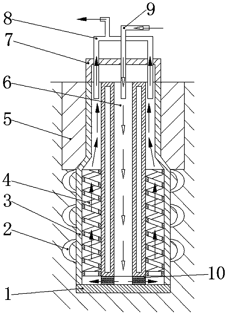 Heat tube type hot dry rock efficient heat exchange device