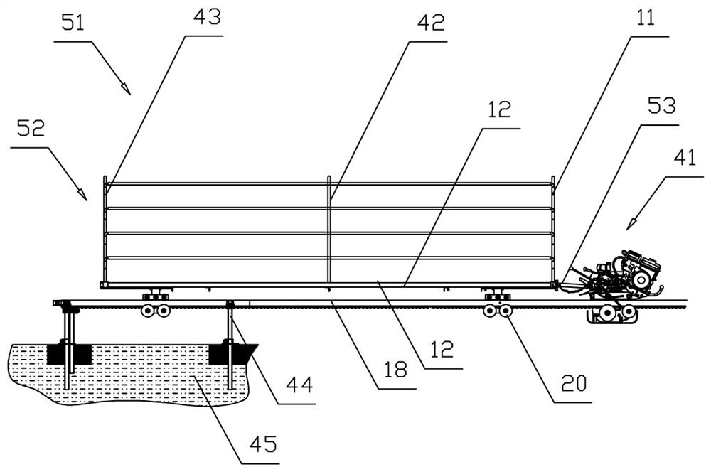 High-transport-capacity and high-efficiency rail transport vehicle and totally-closed breeding system