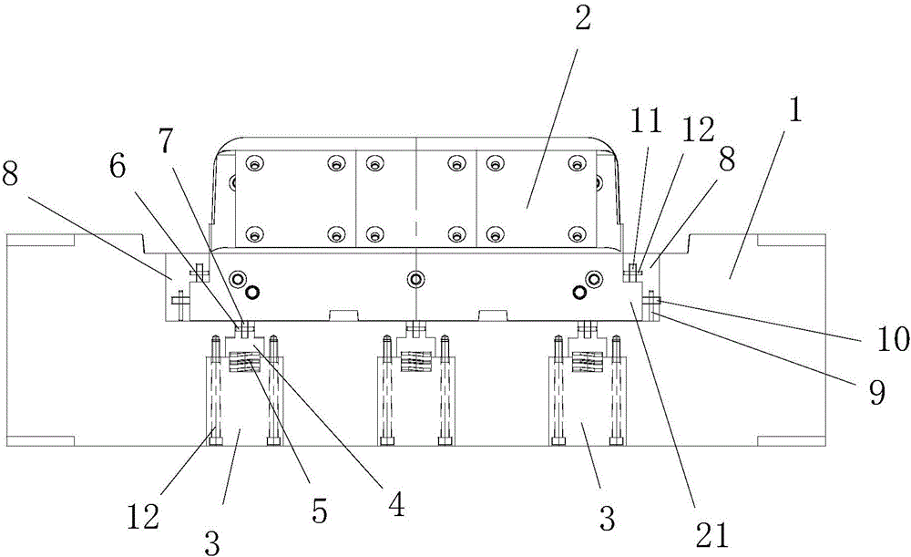 Anti-sticking die structure for large-sized sliding block