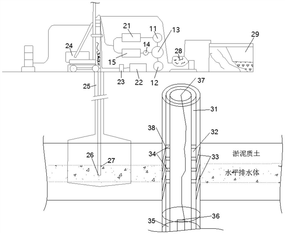 Sludge soil draining and dewatering system and construction method