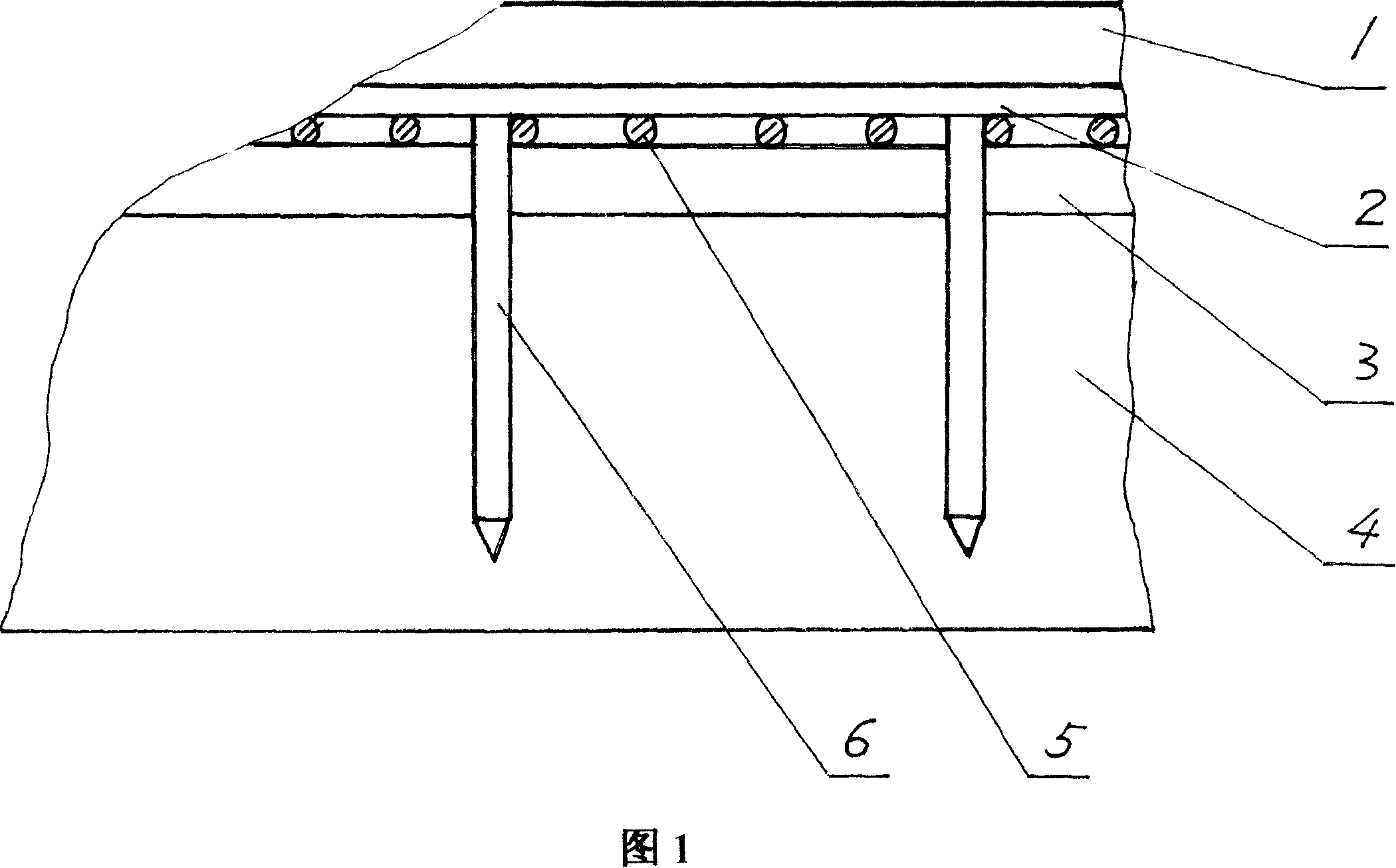 Composite ground prepared from anti static, spark failure concrete