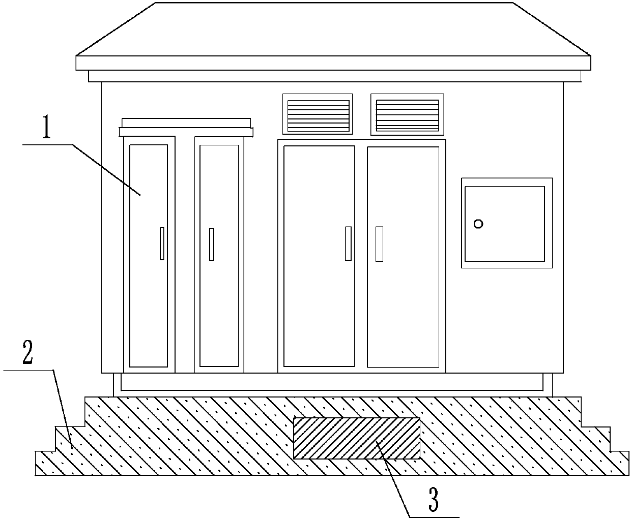 A moisture-proof, dehumidification and waterproof box-type substation foundation