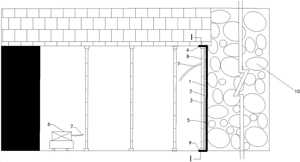 Non-pillar mining roadway sidewall closing device and construction method thereof