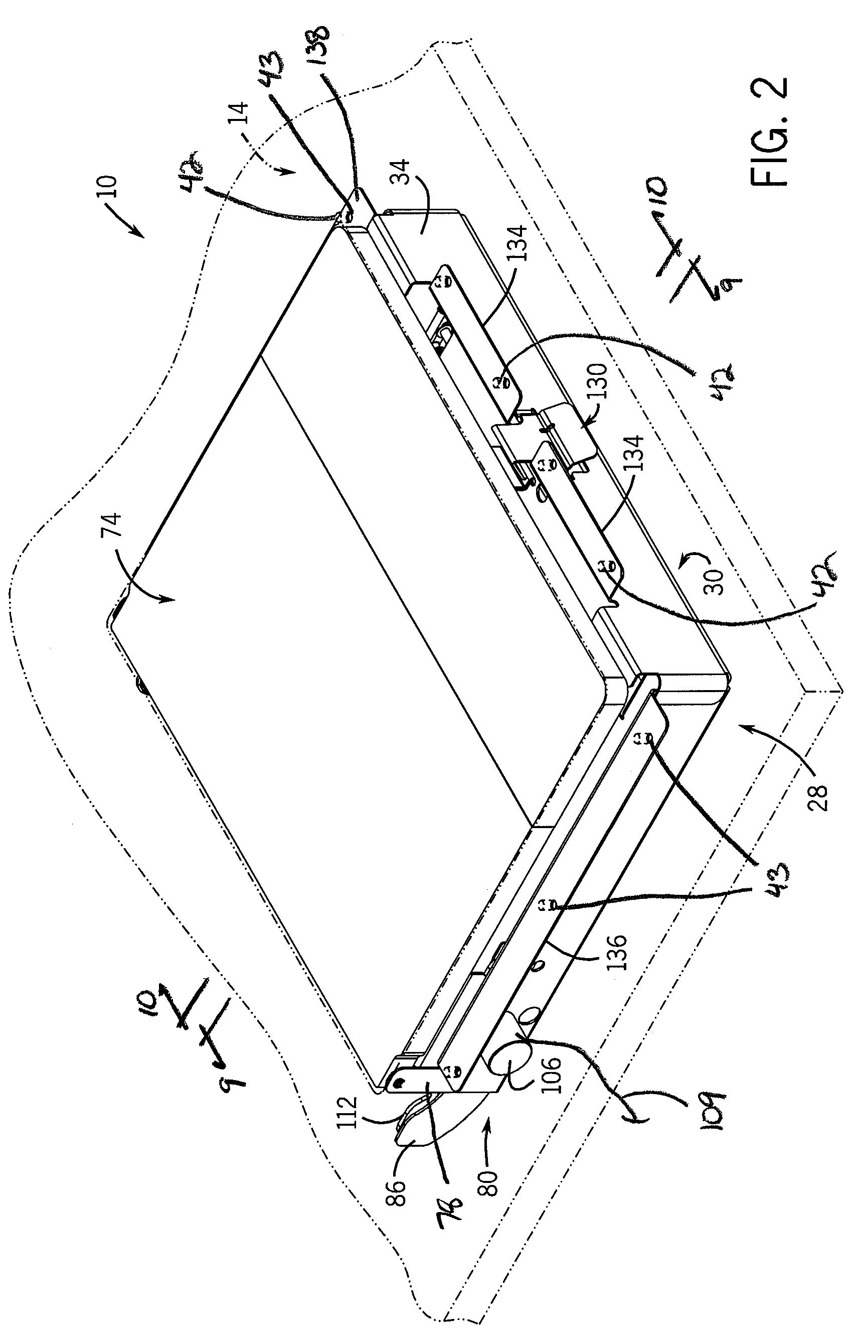 Laptop computer bin assembly for a worksurface