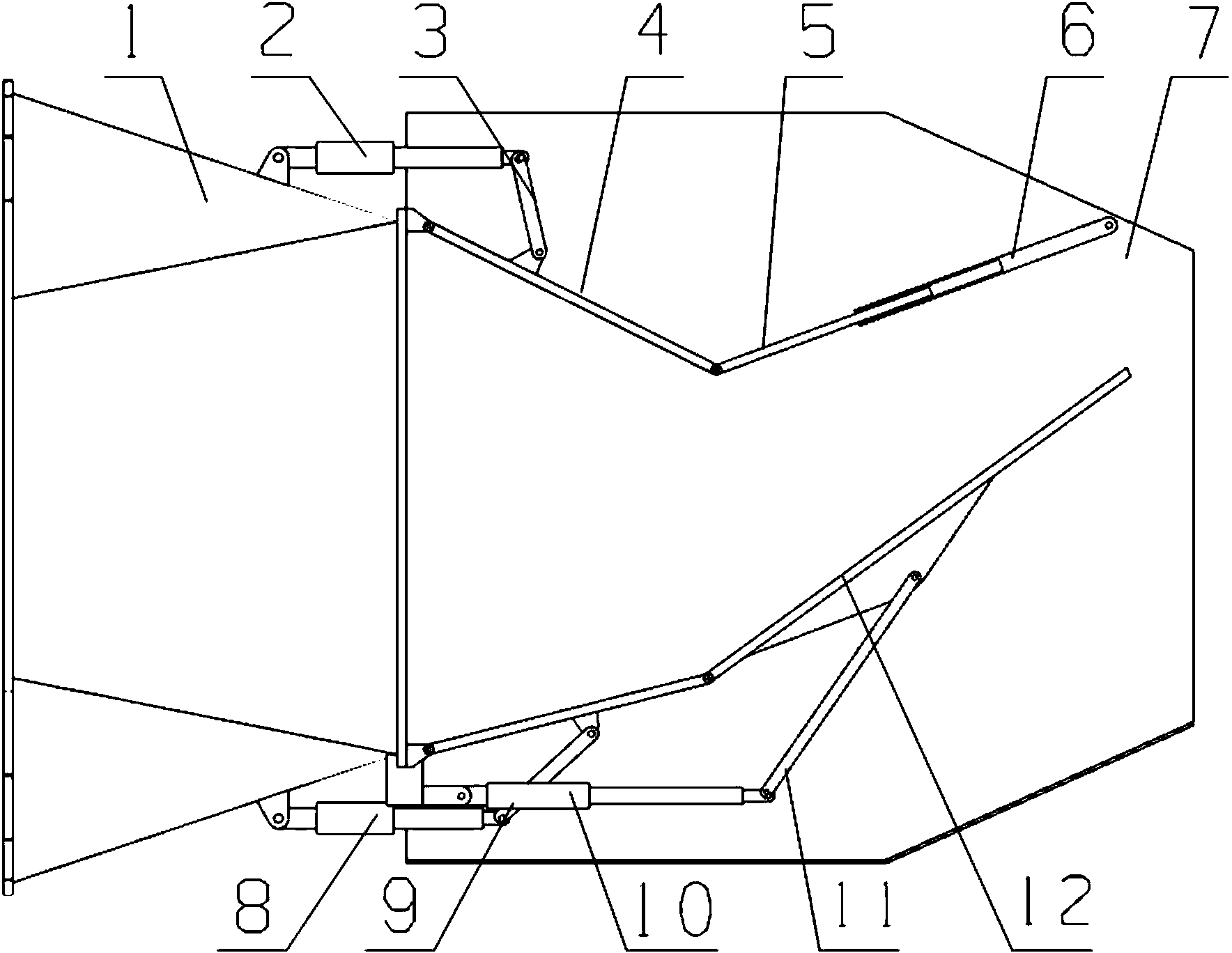 Binary vector spraying pipe capable of realizing S-bent shading function