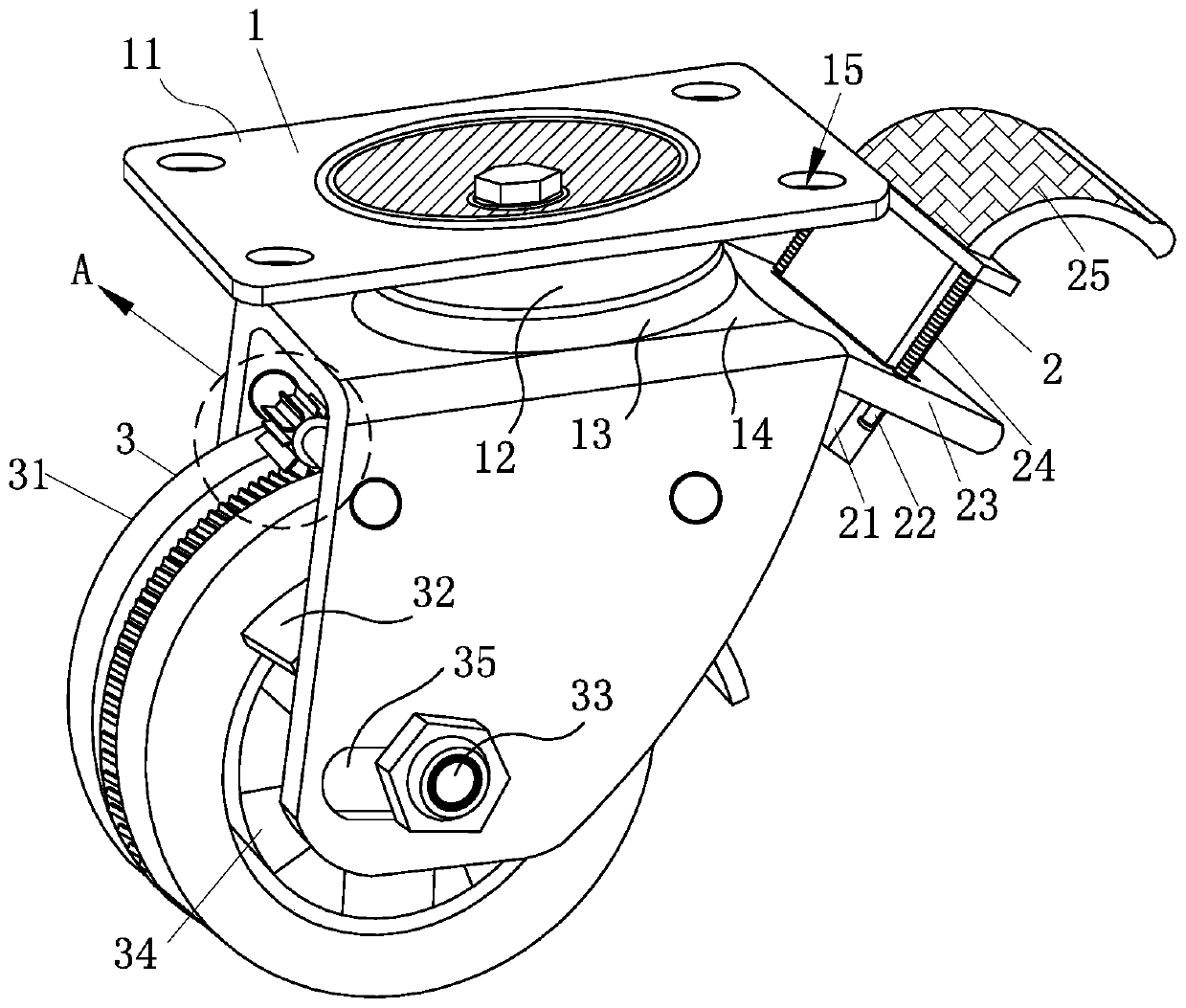 Universal caster for robot moving chassis