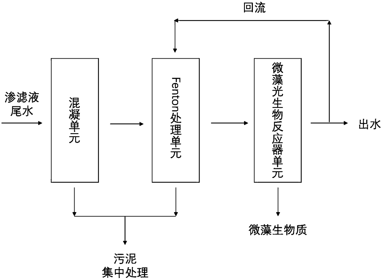 Treatment method of leachate tail water based on advanced oxidation combination technology