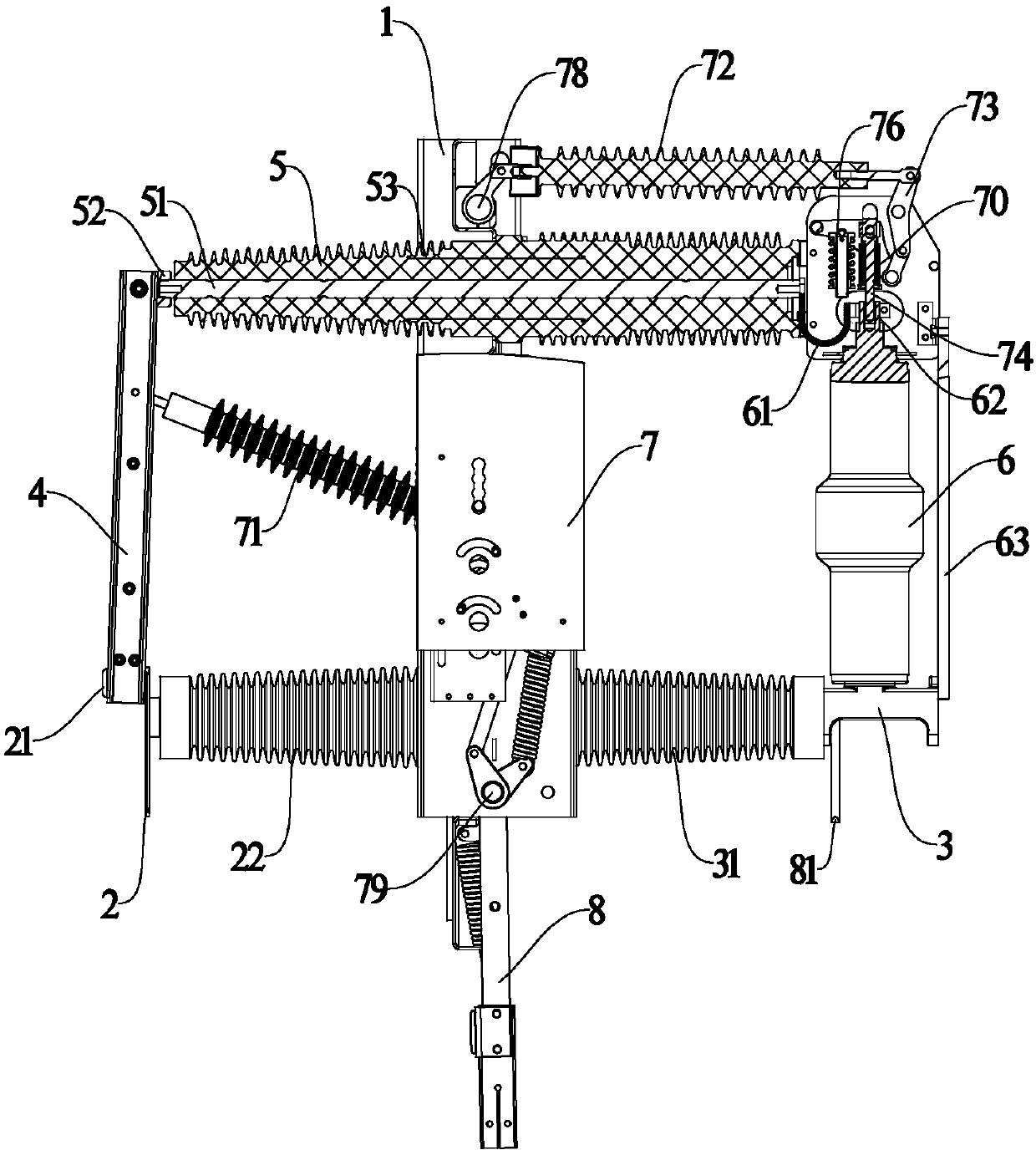 High altitude indoor high voltage alternating current combined vacuum circuit breaker