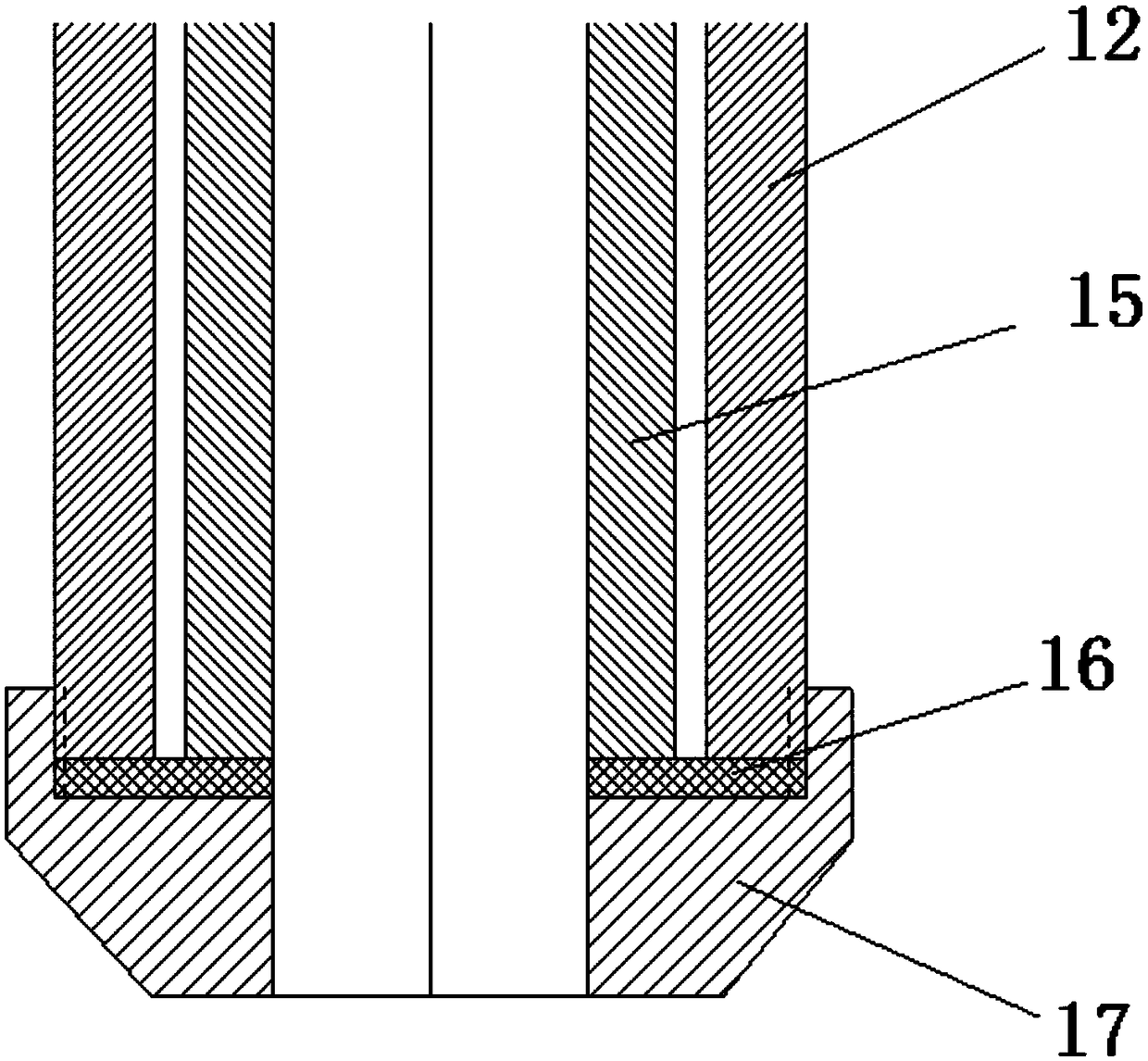 A device for collecting deep underwater columnar sediments in shallow water