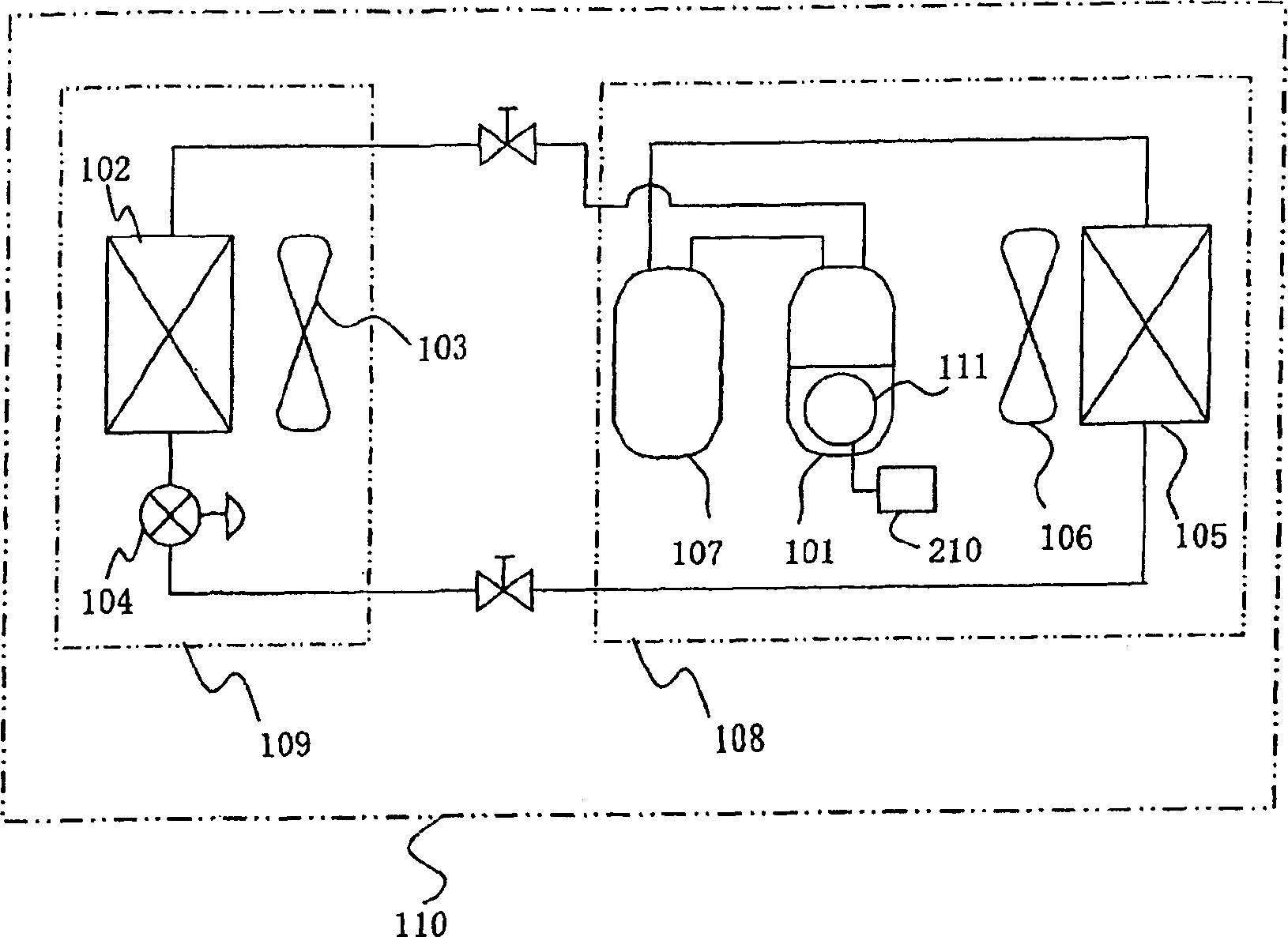 Refrigerating apparatus and an inverter device used therein