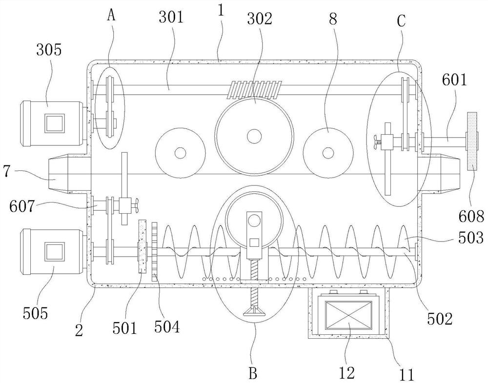 Power transmission line snow removing and deicing device for electric power overhaul