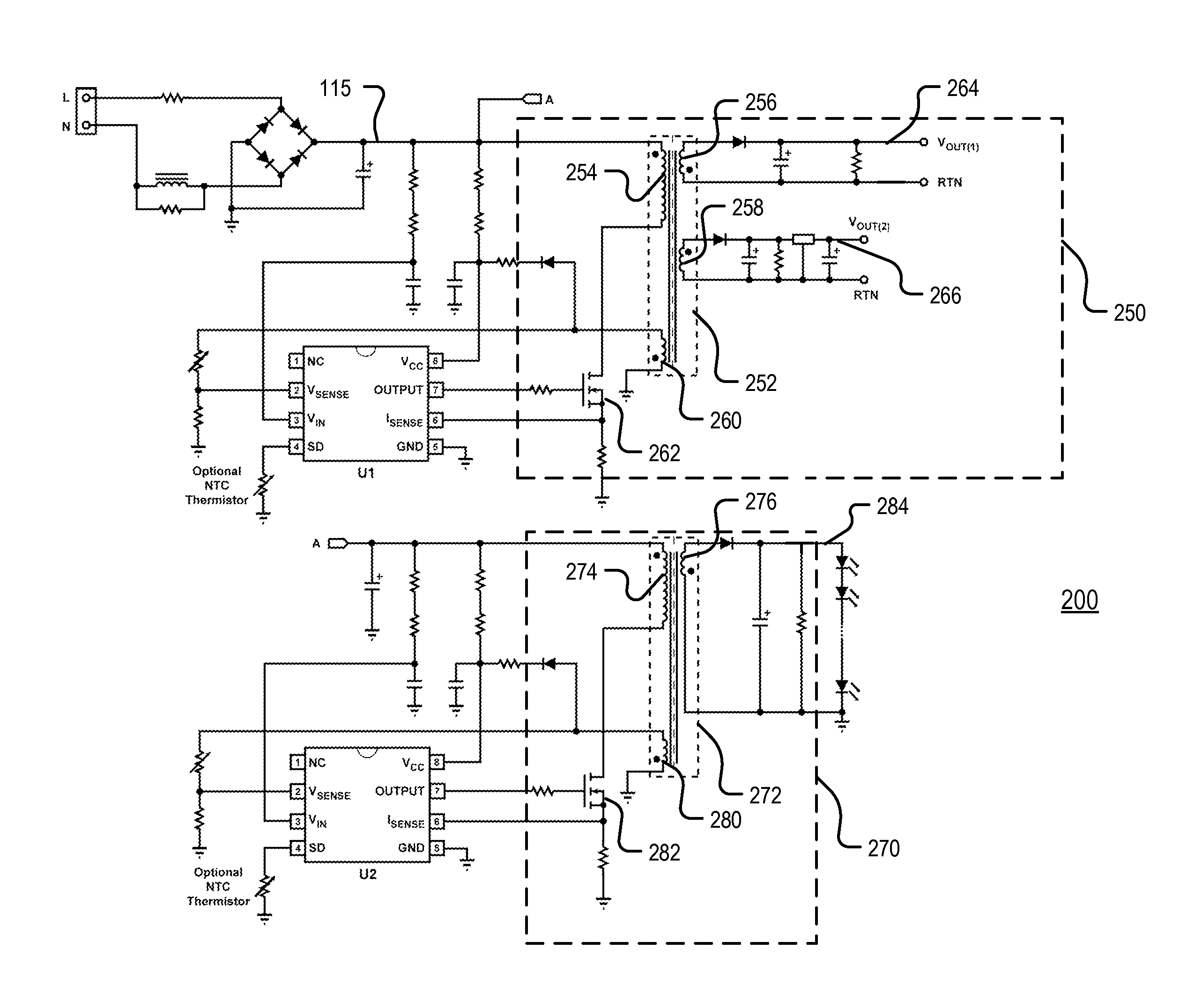 Dual output power supply