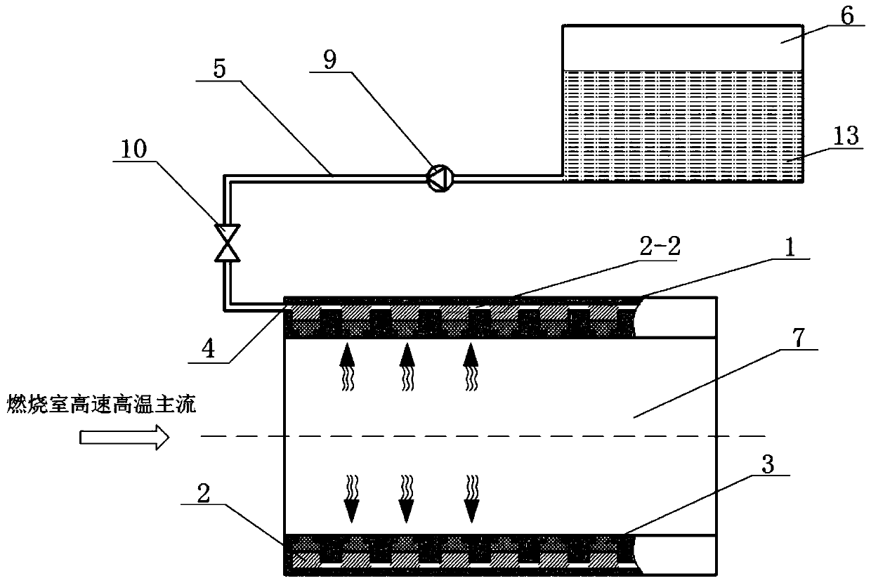 Combustion chamber heat protection wall structure using fuel self-suction sweat cooling