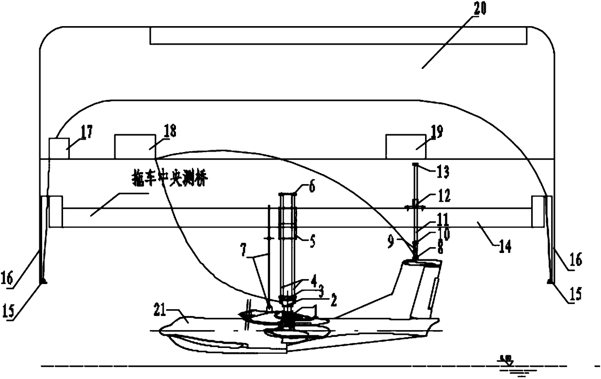 Water surface aircraft wave-striking load full-aircraft power-free model pool test device