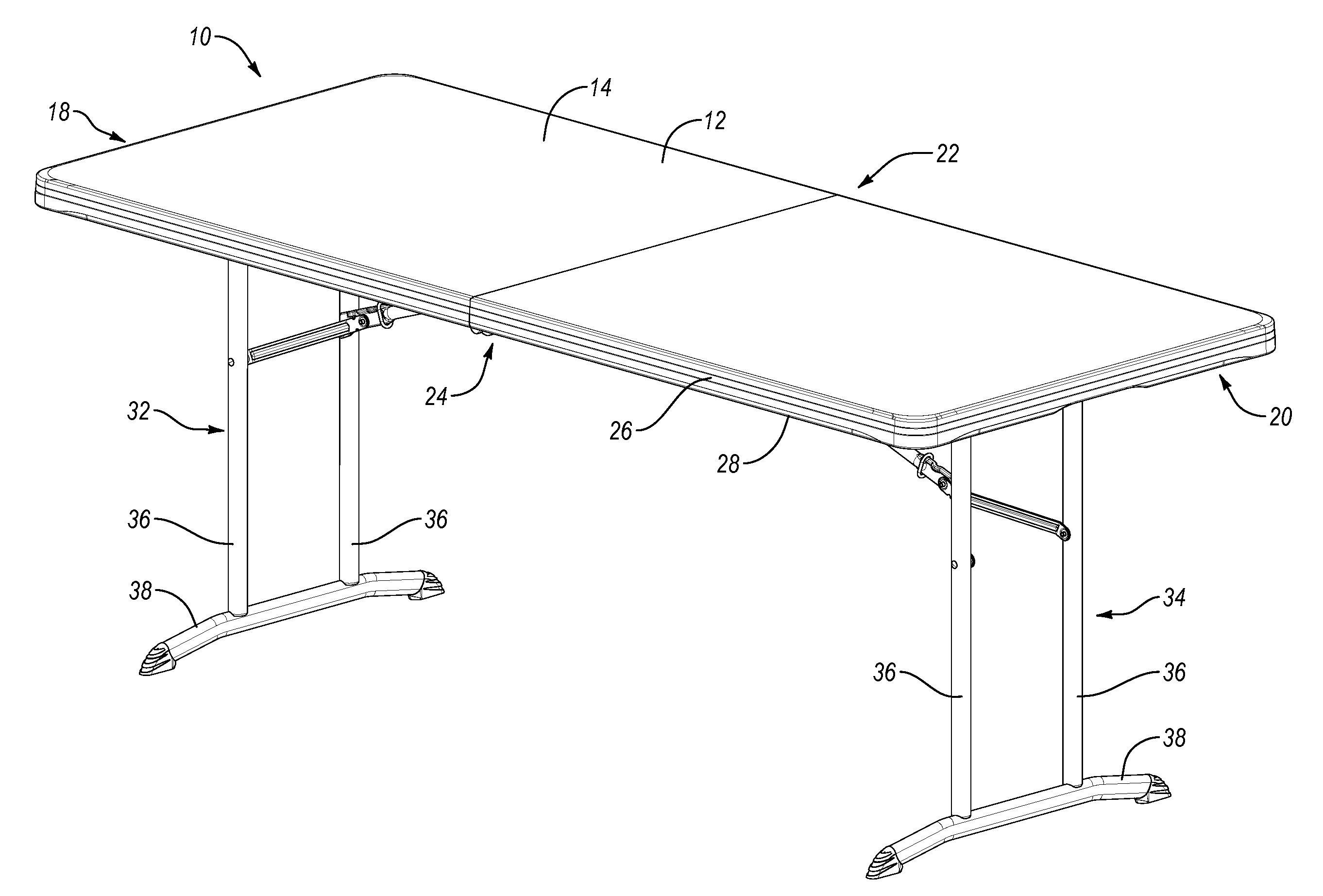 Locking mechanism for a folding table