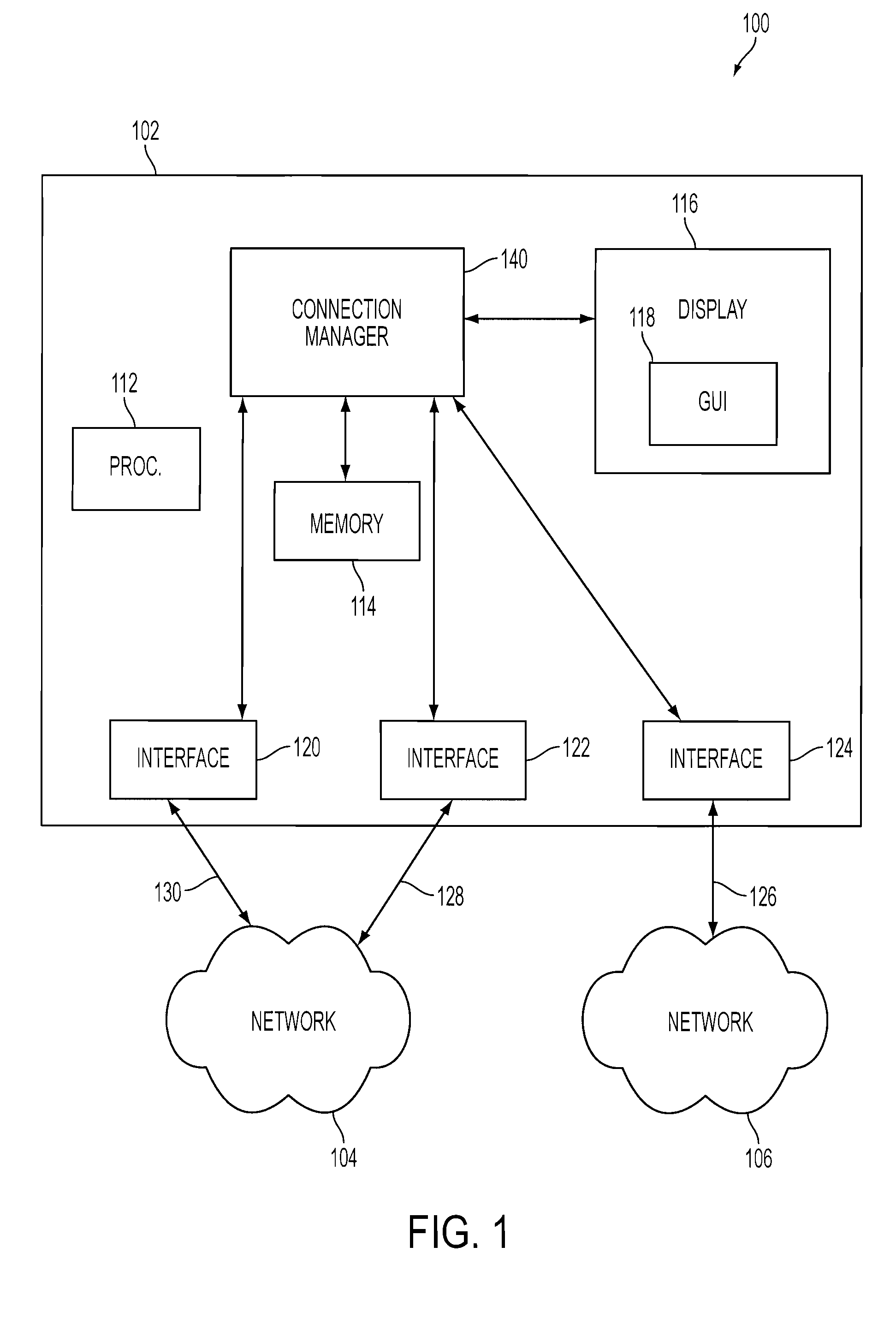 Multi-interface management configuration method and graphical user interface for connection manager