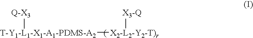 Polysiloxane copolymers with terminal hydrophilic polymer chains