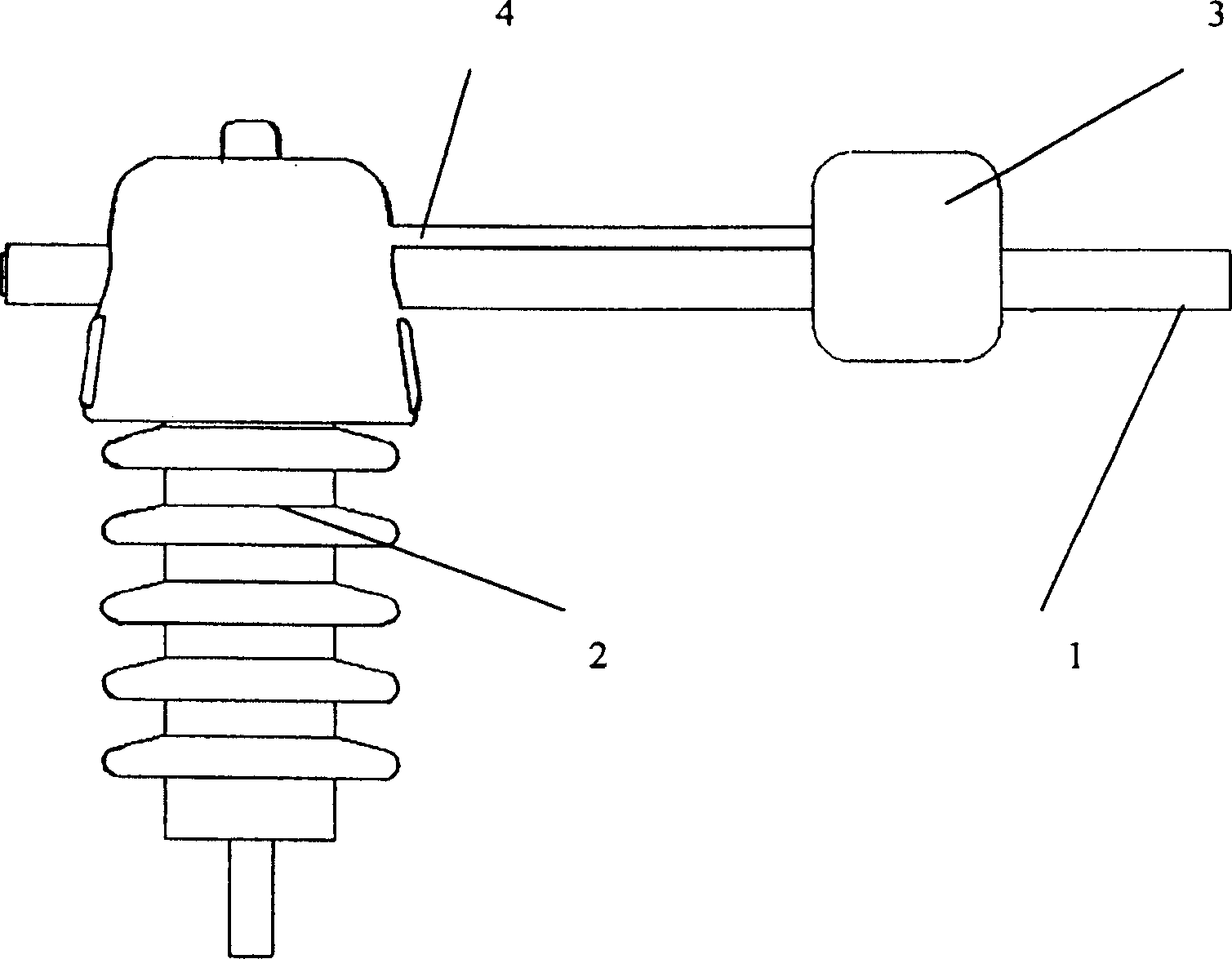 Punctured and embedded insulator for preventing broken wire of aerial insulated conductor caused by lightning strike