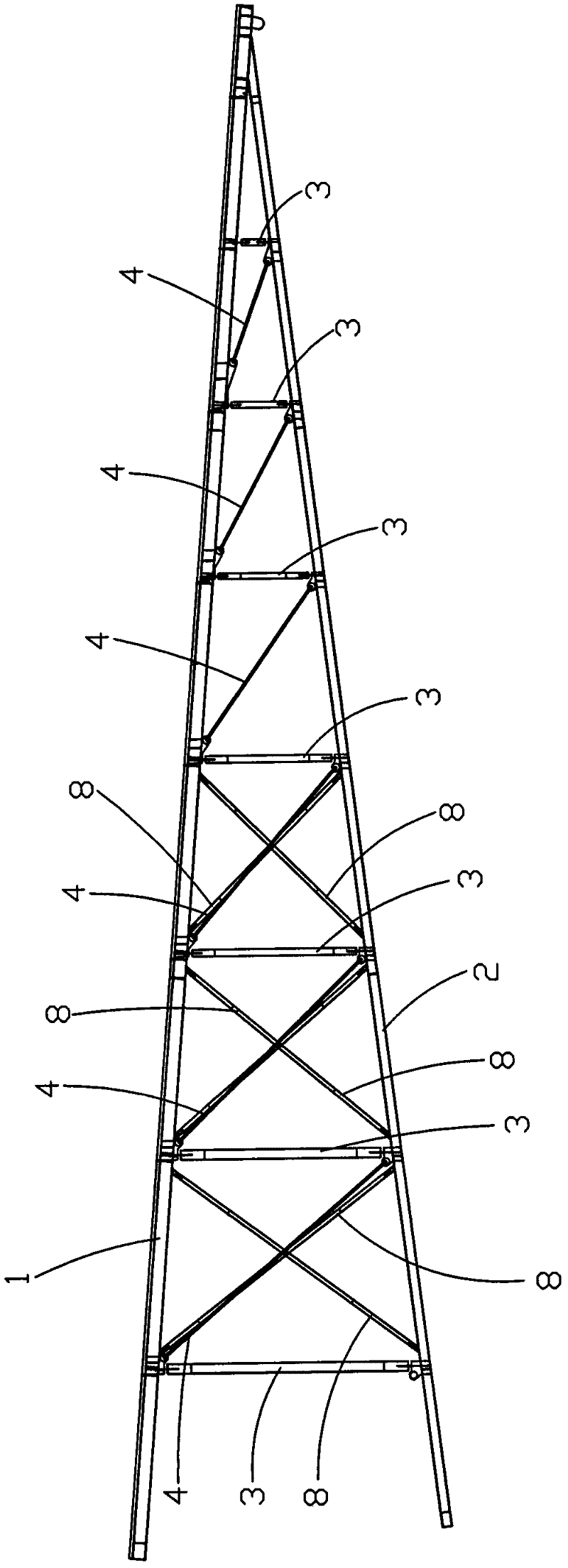 Steel truss construction method and temporary reinforcing device used in hoisting process of same