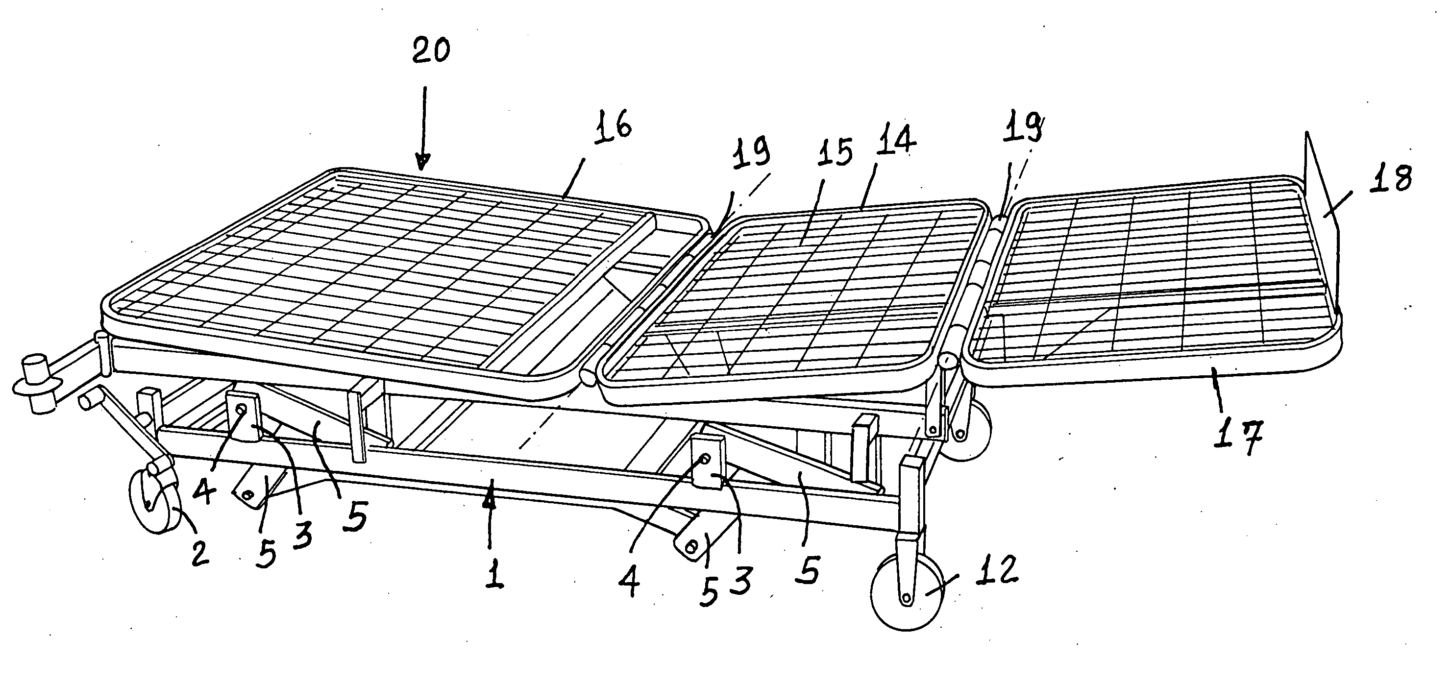 Adjustable bed for patients