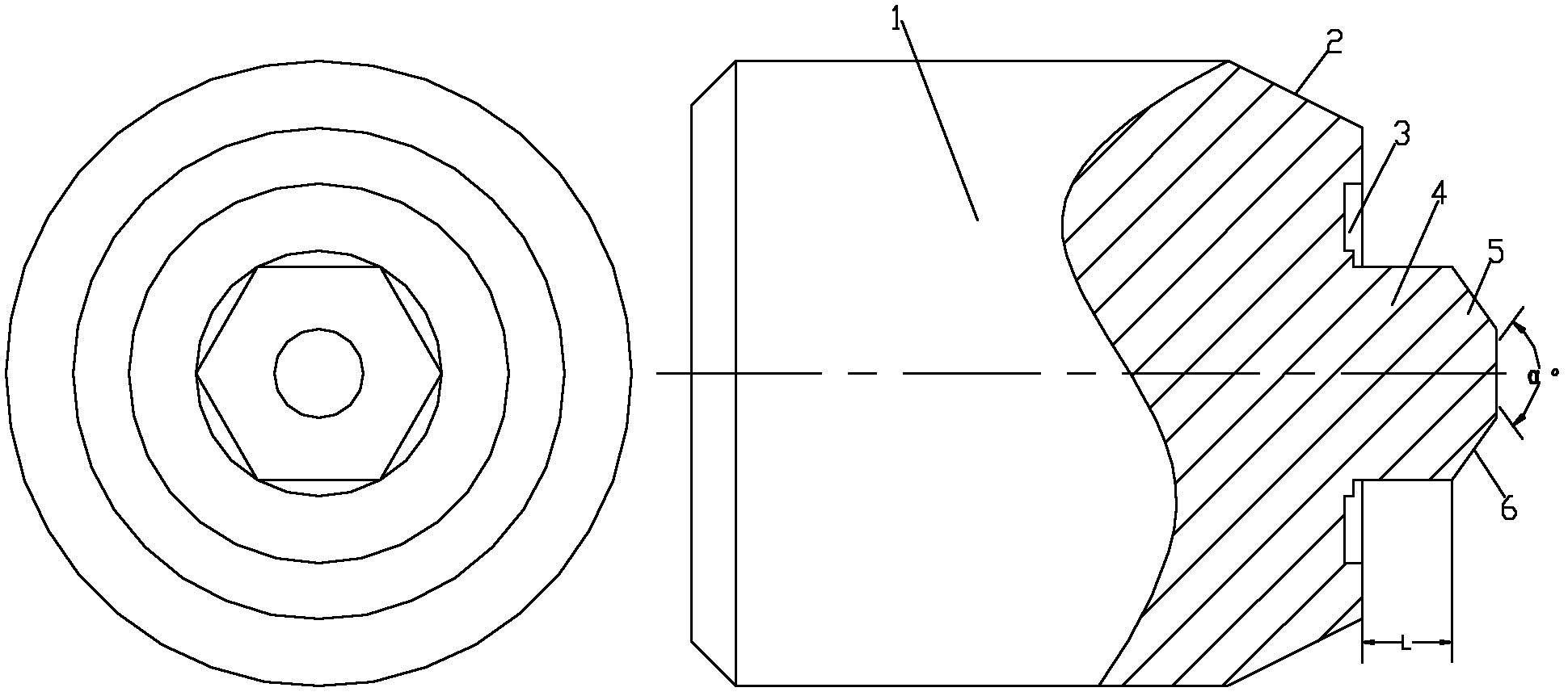 Inner hexagonal fine punching die