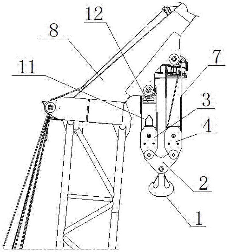 A hook block with the function of quickly adjusting the rope magnification