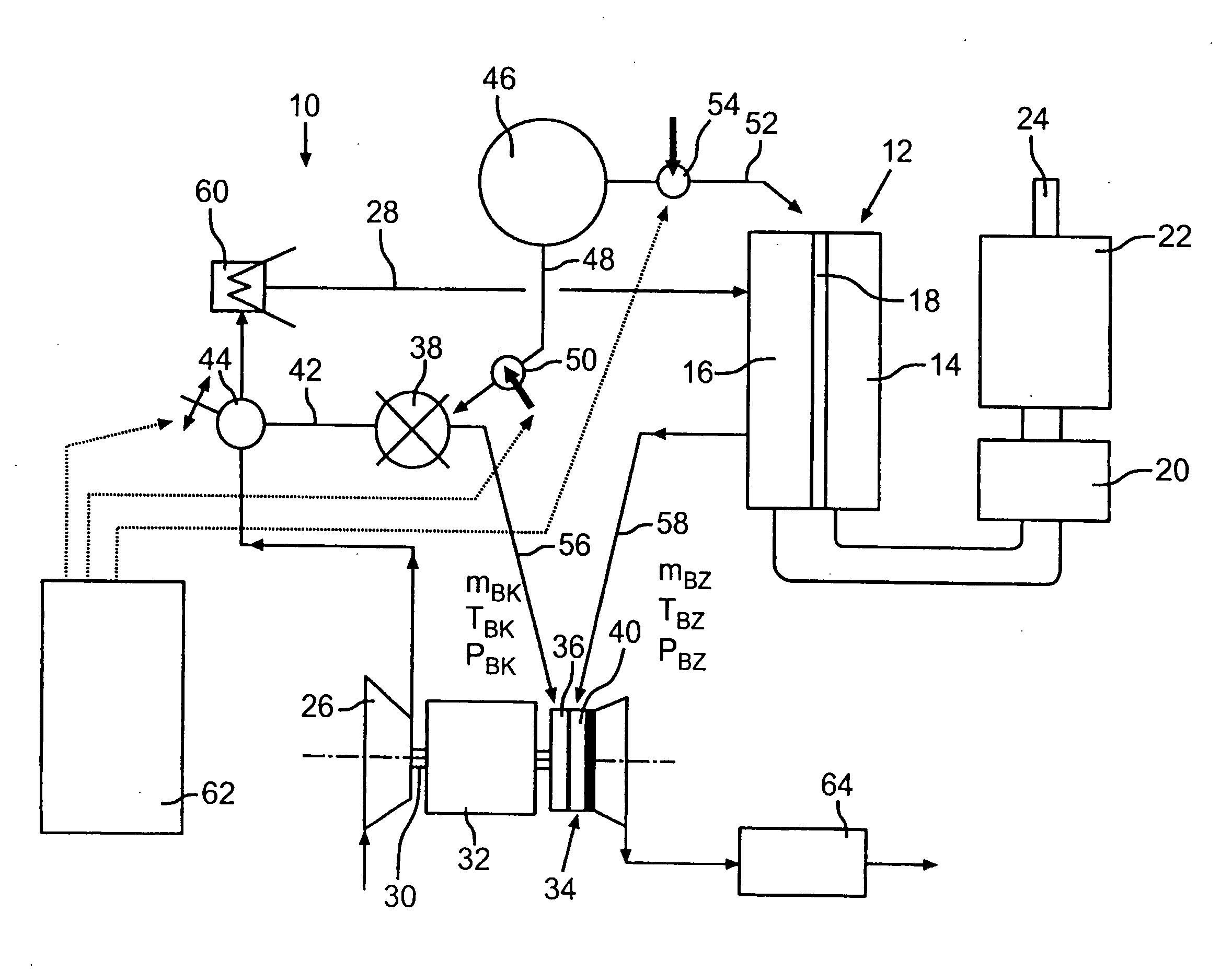 Air supply unit for a fuel cell stack, fuel cell system and method for operating an air supply unit