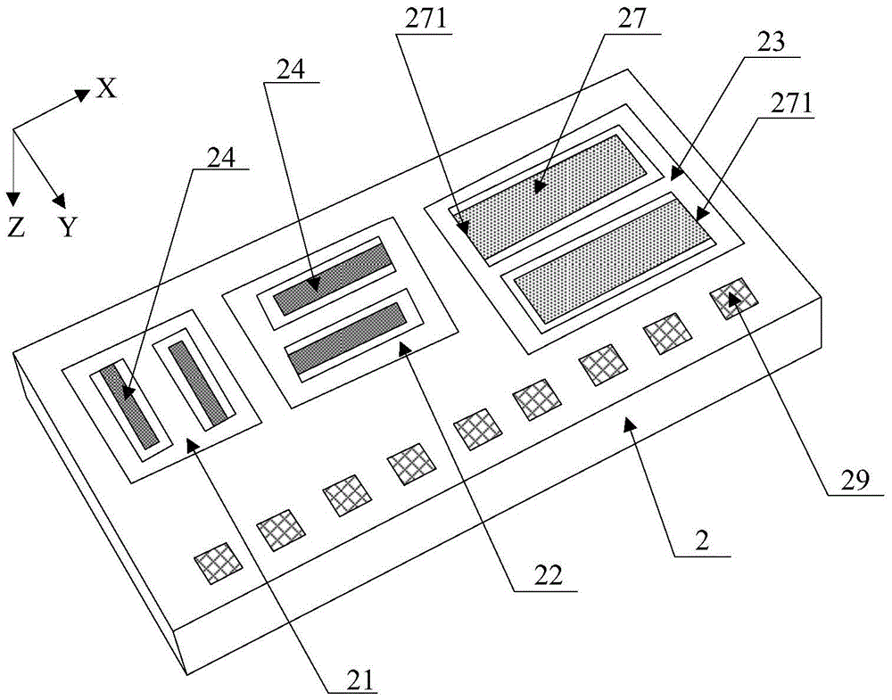 Three-dimensional integrated micromachined acceleration sensor and manufacturing method for suppressing lateral interference