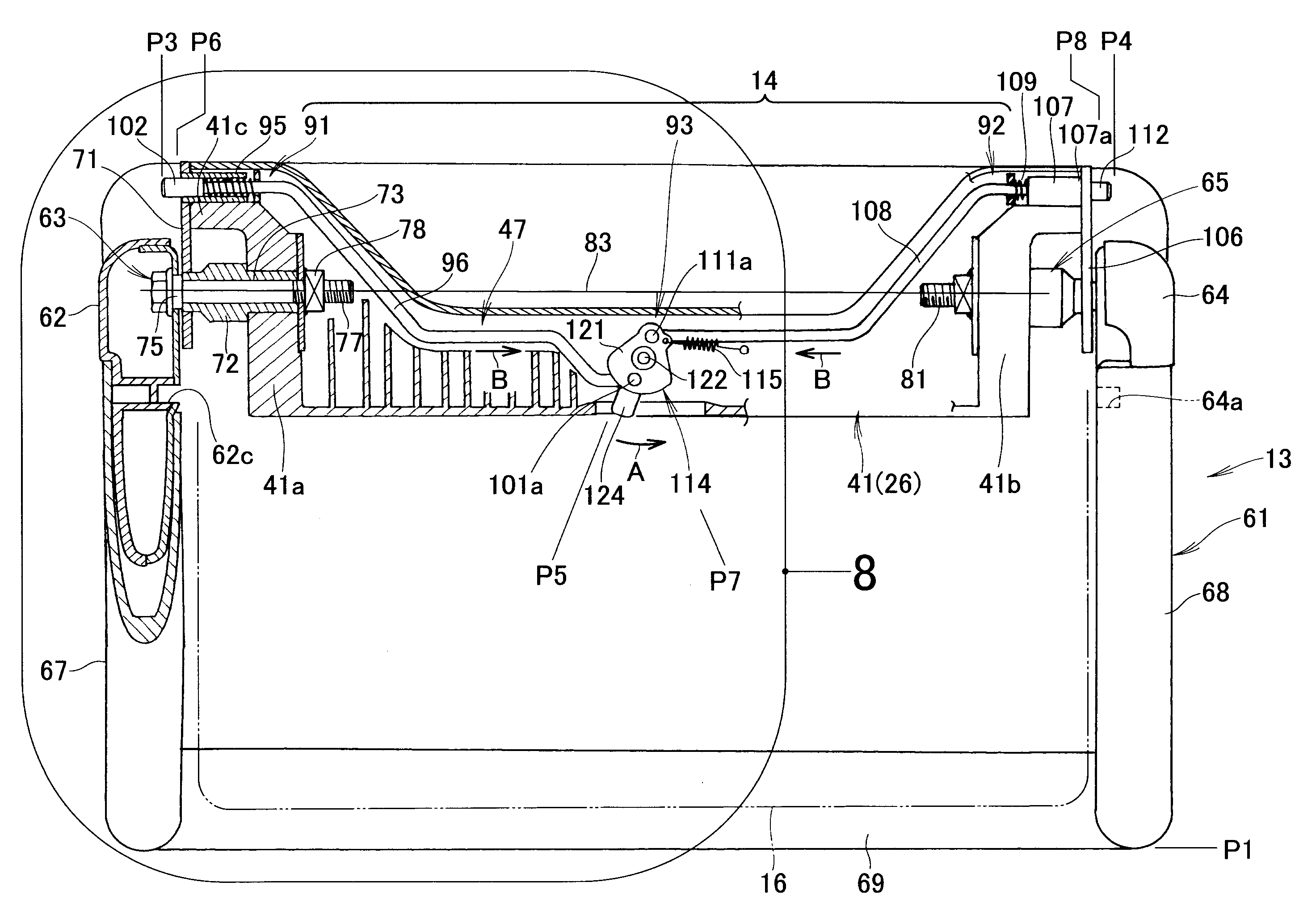 Handle lock structure for working machine