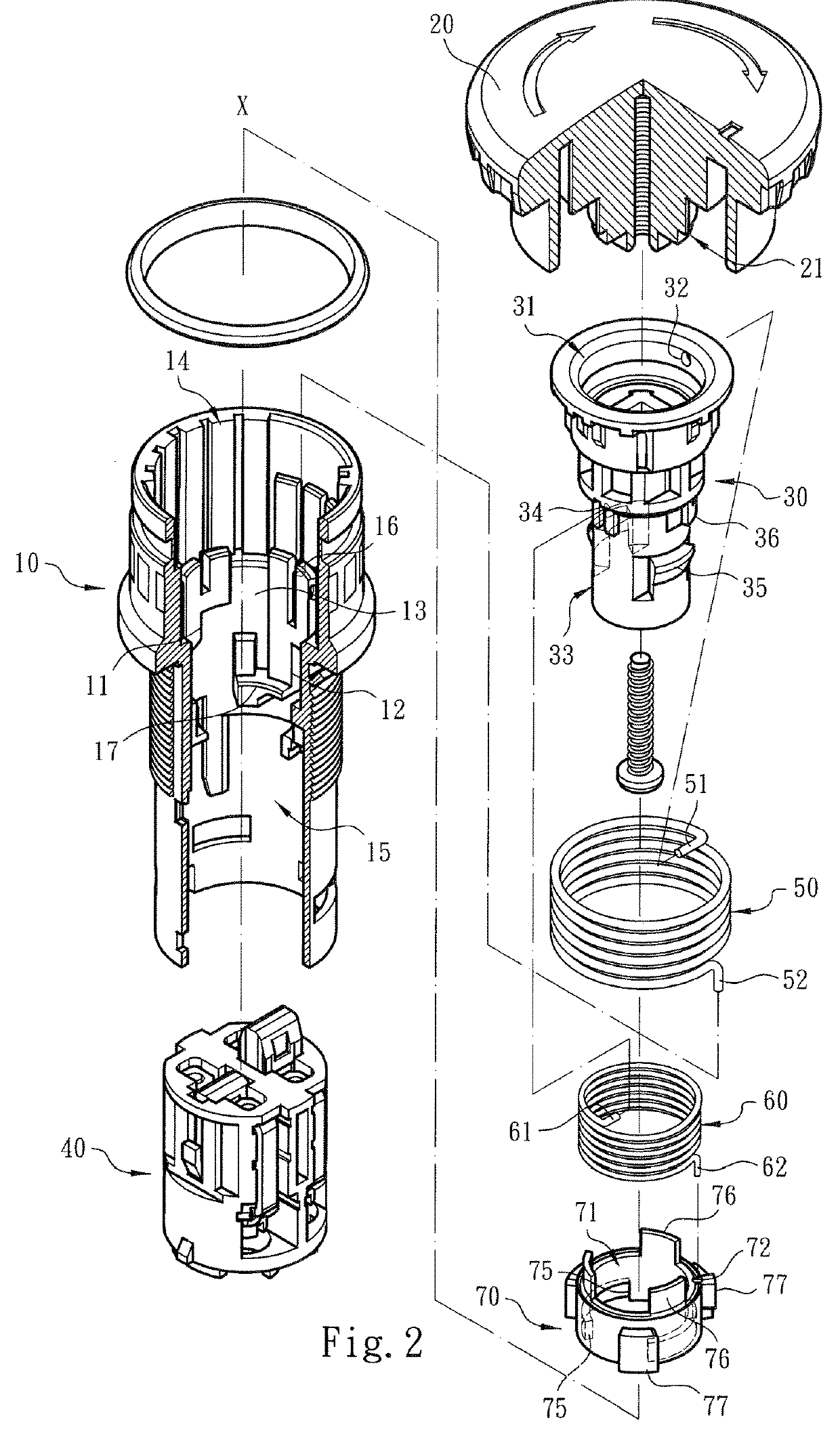 Locking/unlocking structure of switch device