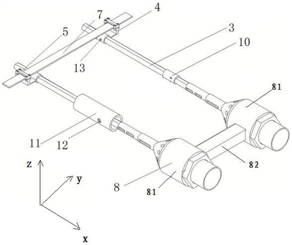 A four-point support fixture for a twin-fuselage model