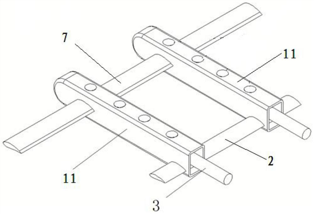 A four-point support fixture for a twin-fuselage model