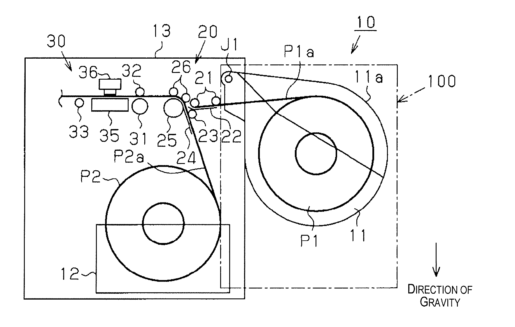 Rolled medium accommadation device and liquid ejection device