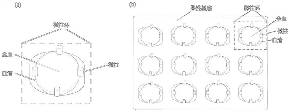 A flexible microcolumn ring array for detecting clot contractility and its preparation method and application