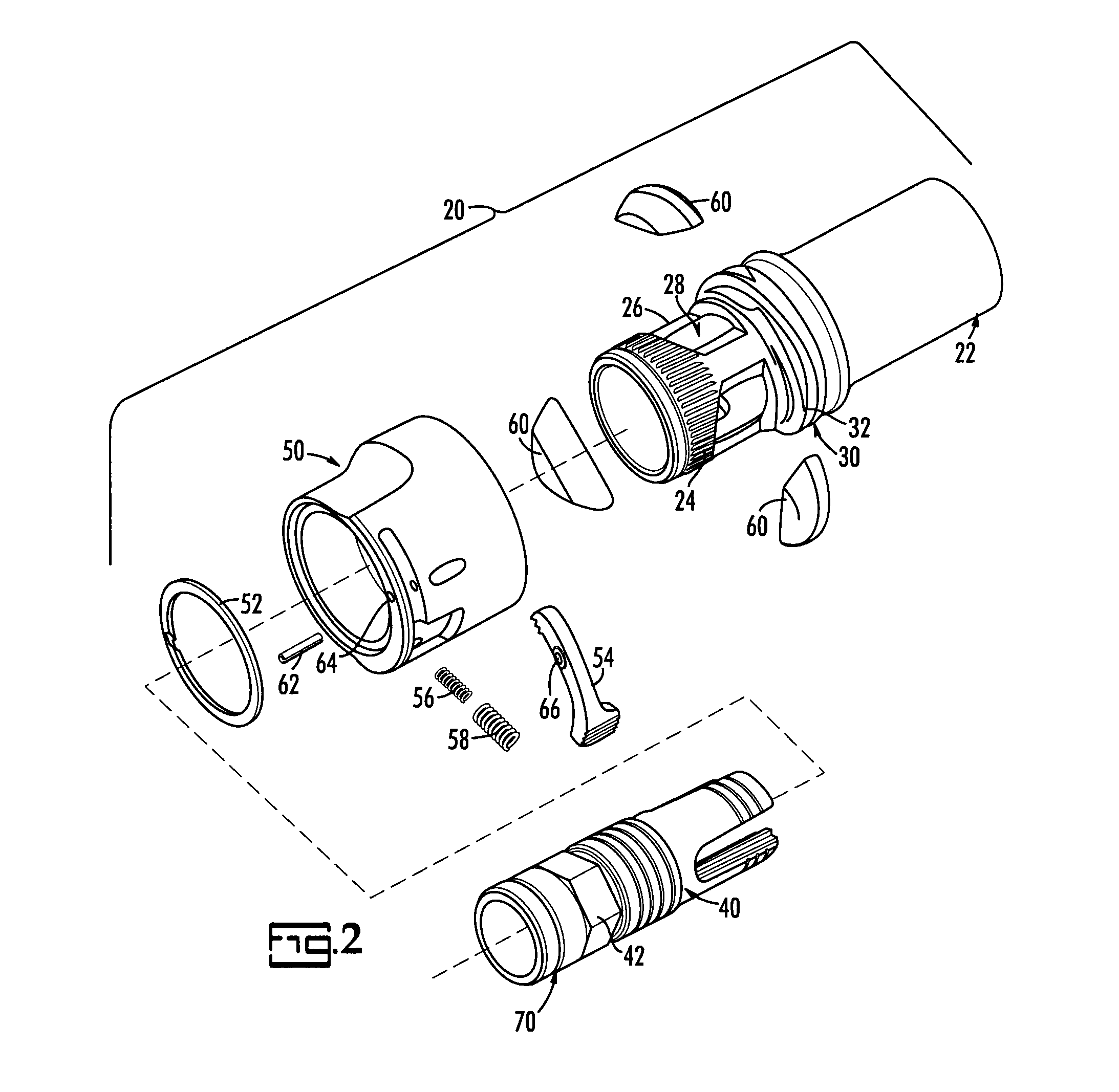 Coupler system for attaching blank adaptor and the like to a flash hider