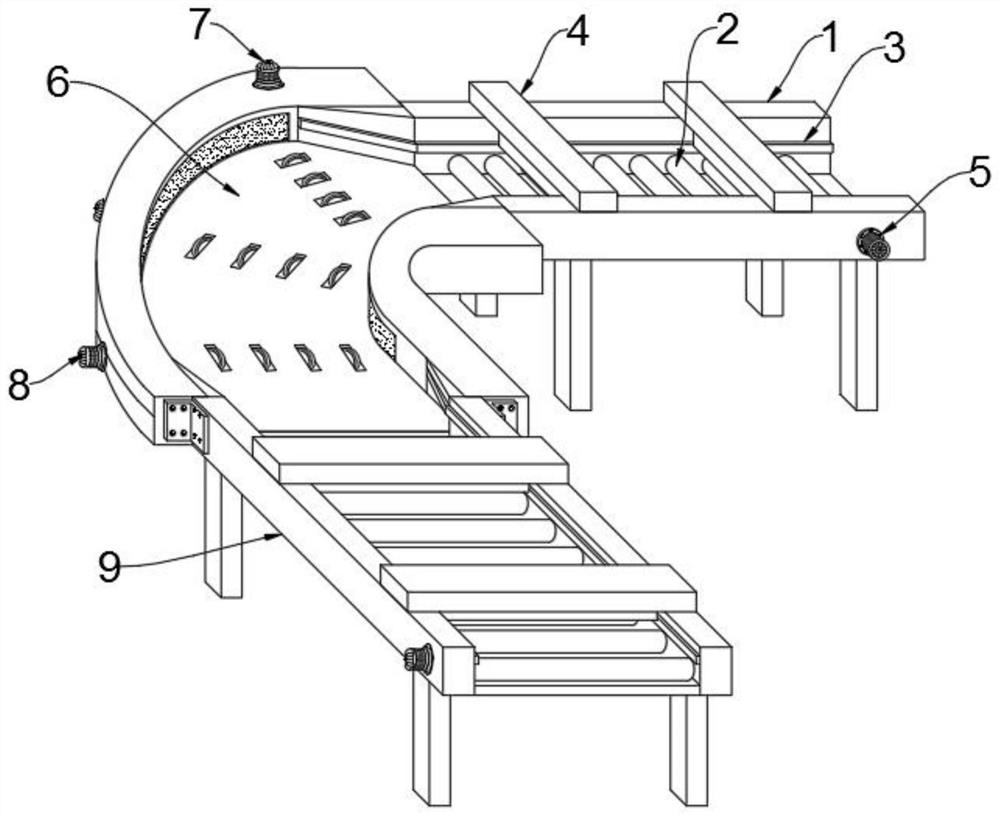 Conveying device for glass production and working method of conveying device