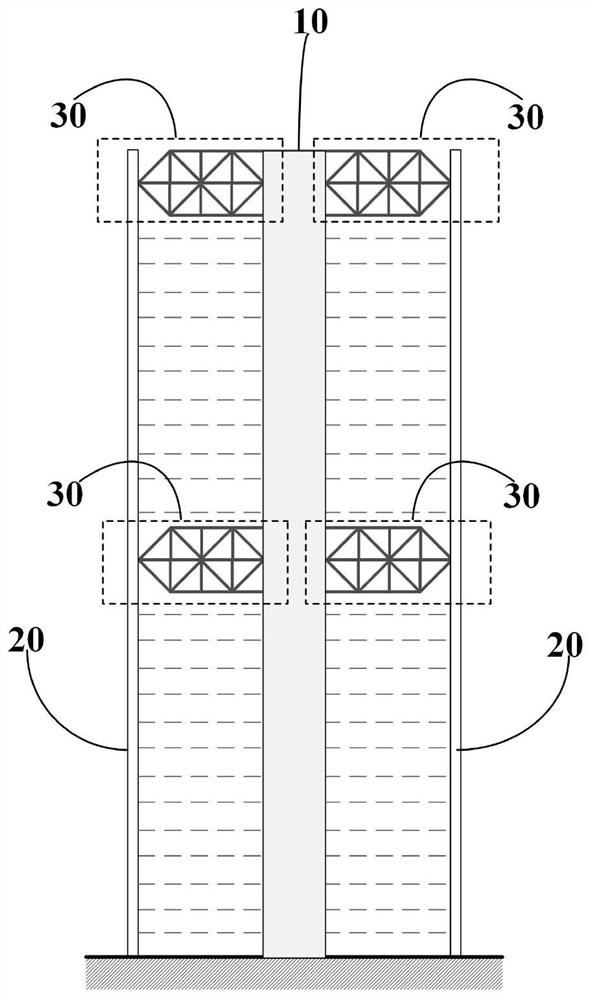 Super high-rise building structure self-adaptive friction energy dissipation extending arm system capable of resisting multiple catastrophe