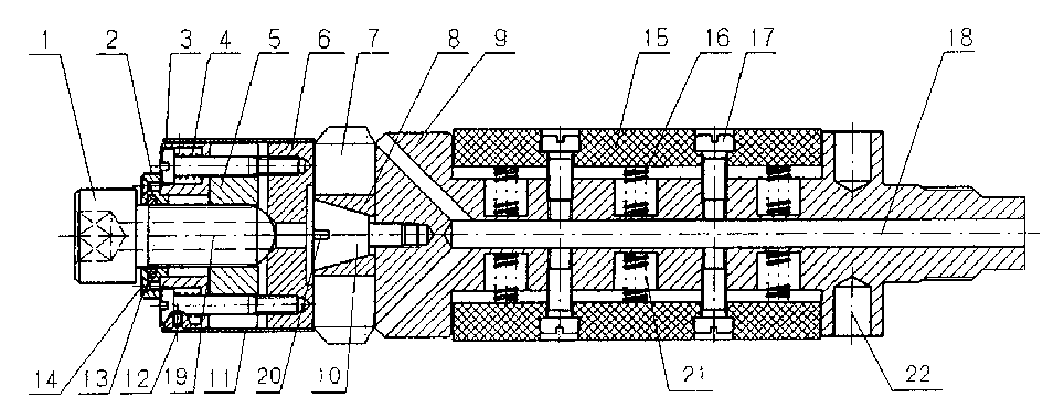 Method and equipment of machining reducing deep hole with small mouth and large middle part