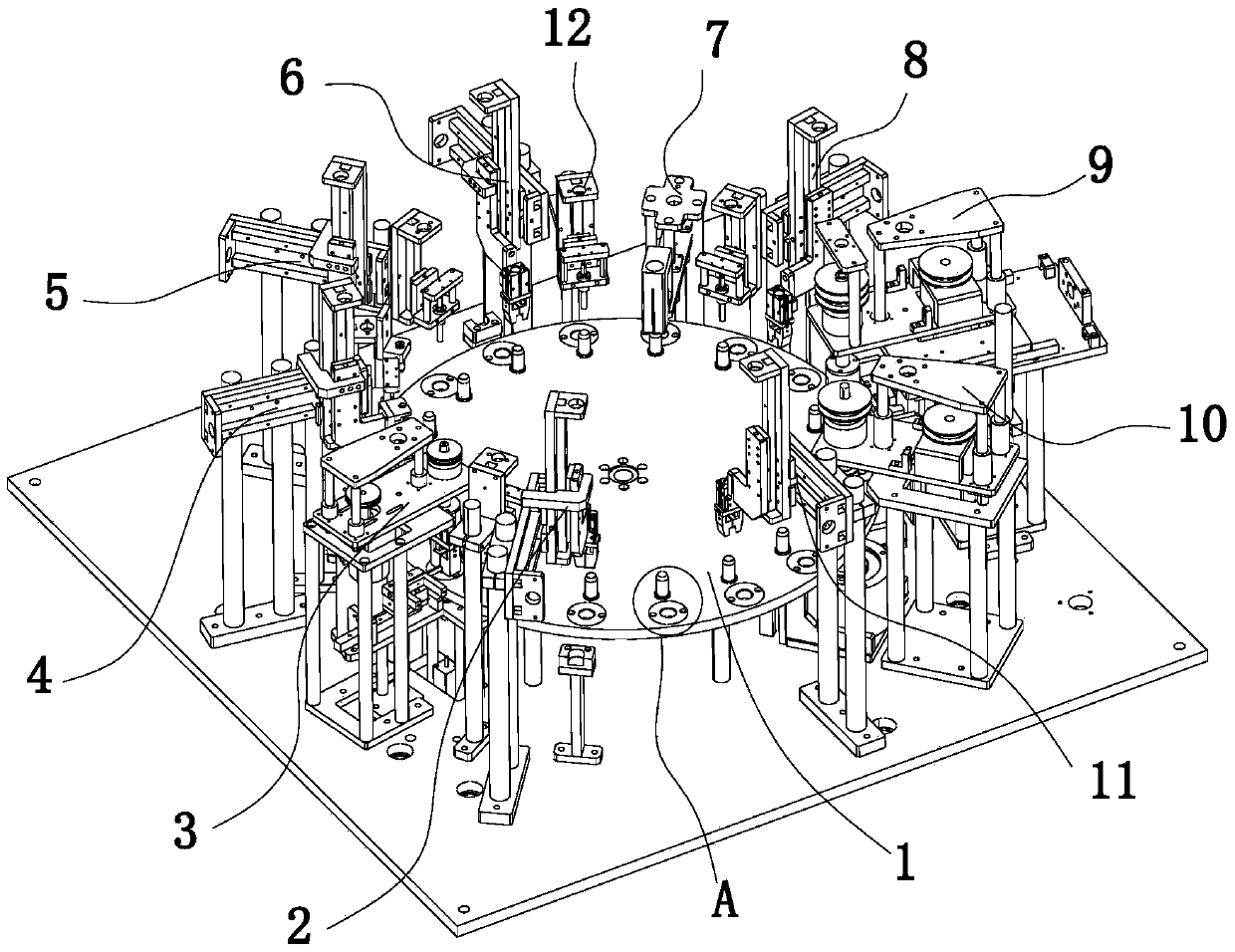 Rotating disc type rapid connector assembling machine