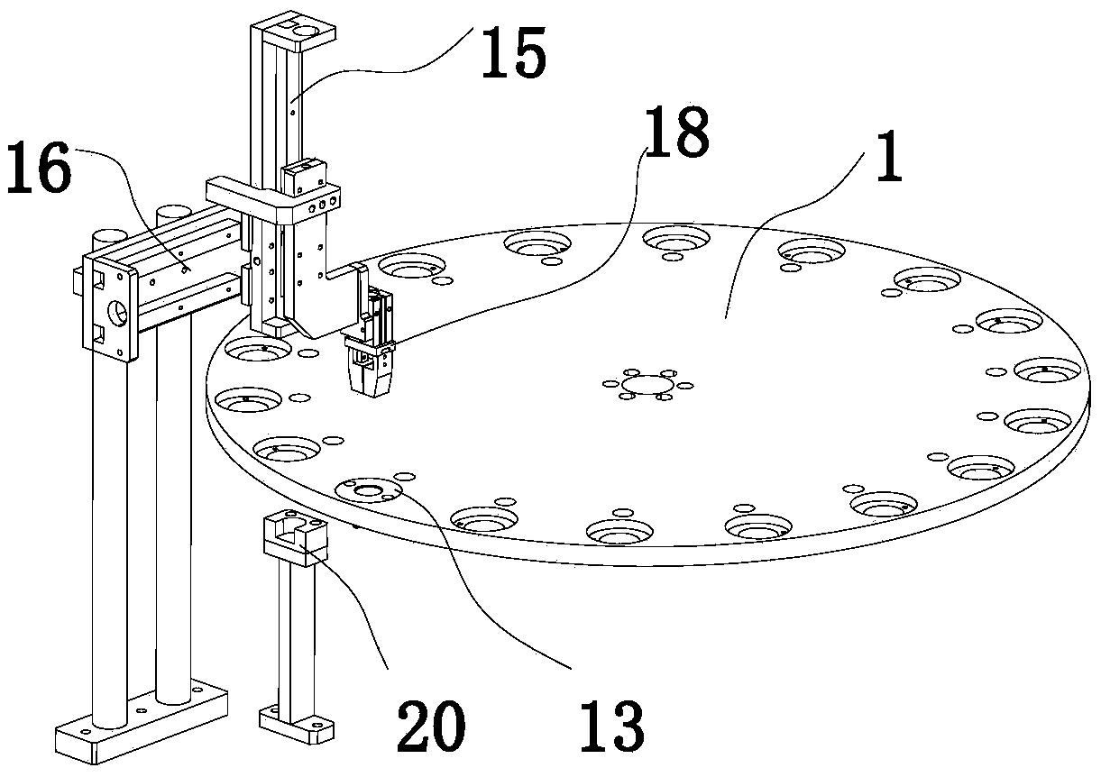 Rotating disc type rapid connector assembling machine