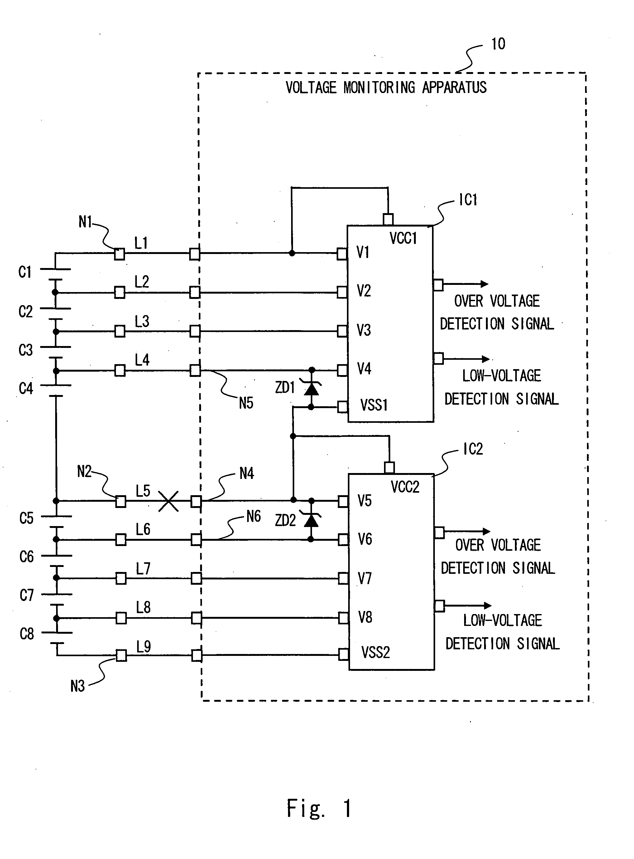 Battery voltage monitoring apparatus