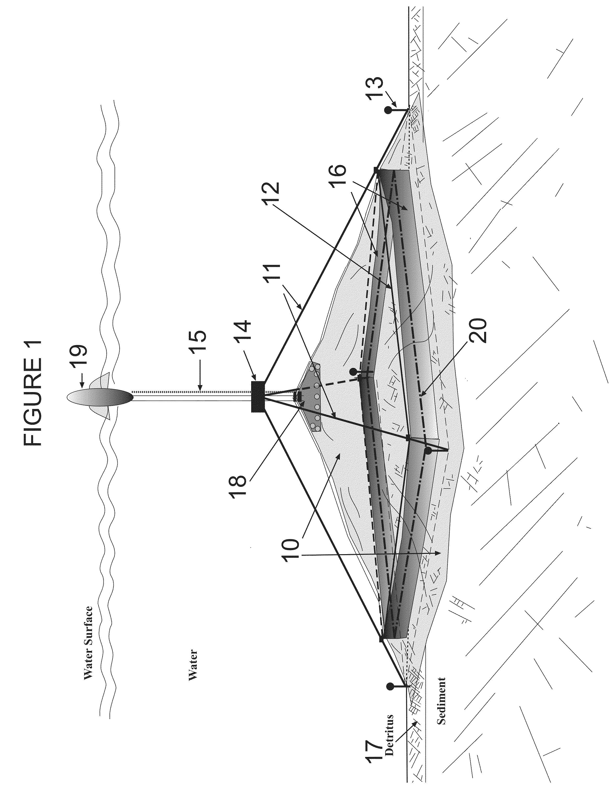 Collapsible aquatic sediment enclosure and process for removal of contaminants