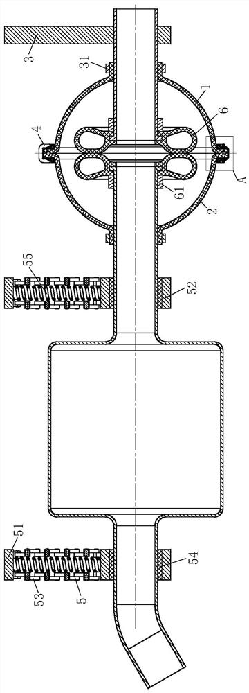 Suspension damping device for automobile exhaust pipe