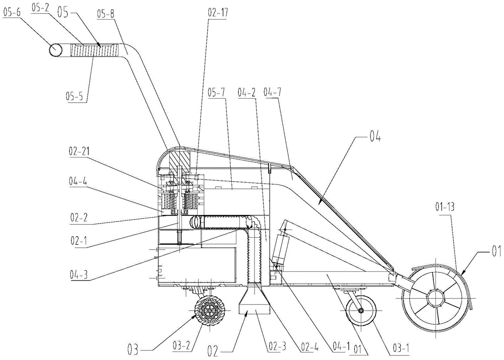 Sweeping and smashing integrated machine for fallen leaves