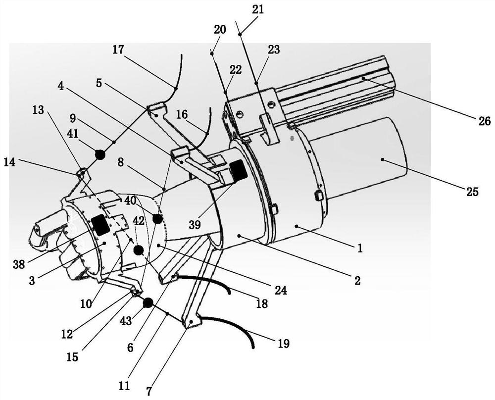 A three-degree-of-freedom training robot driven by a rope