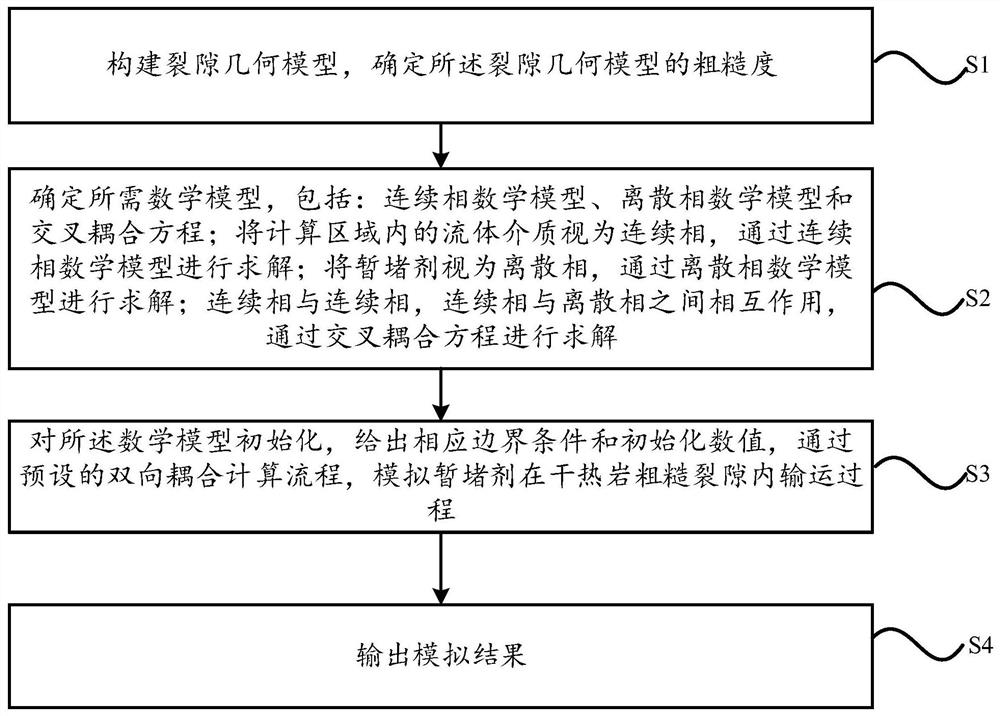 Numerical method for simulating transport process of temporary plugging agent in rough crack of hot dry rock