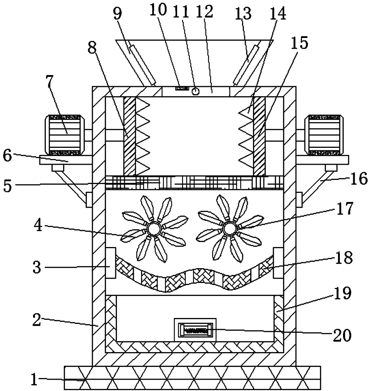 Waste plastic recovery device for electronic products with good crushing performance