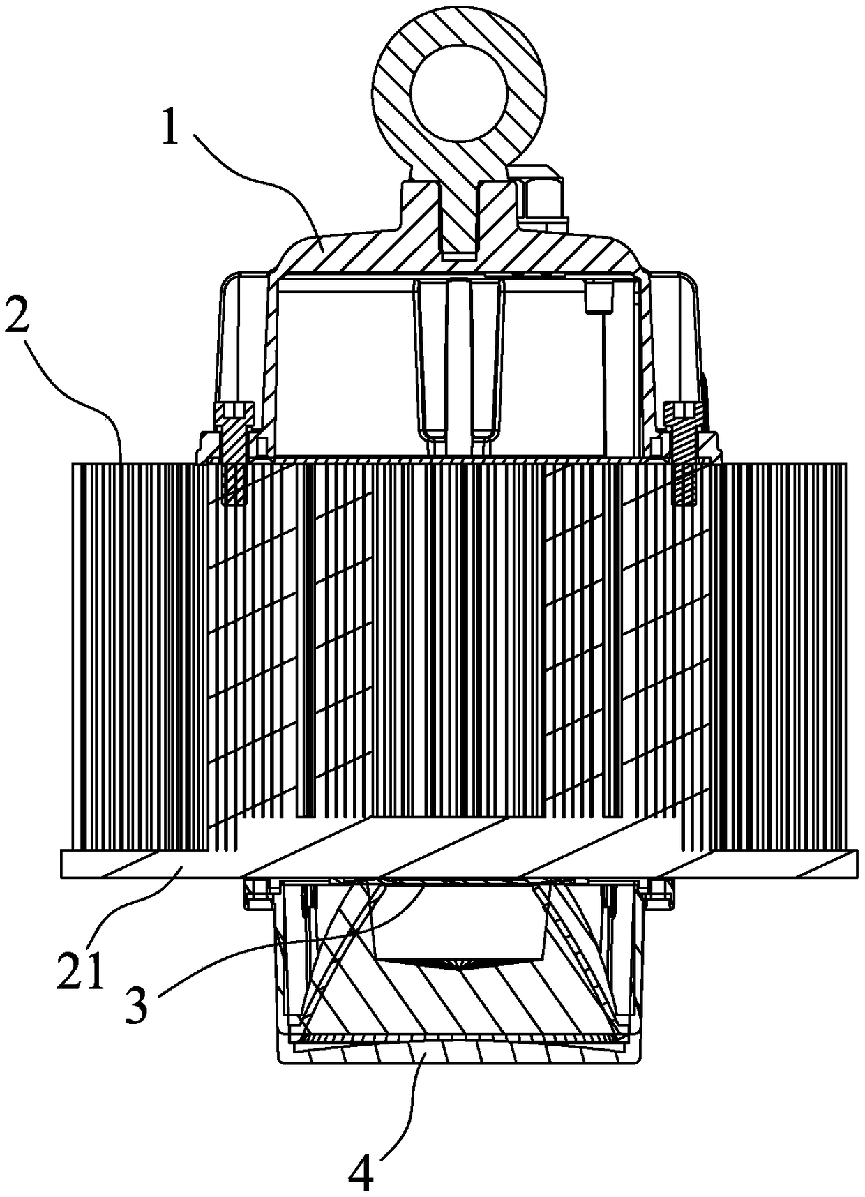 An LED light emitting device for increasing luminous flux density