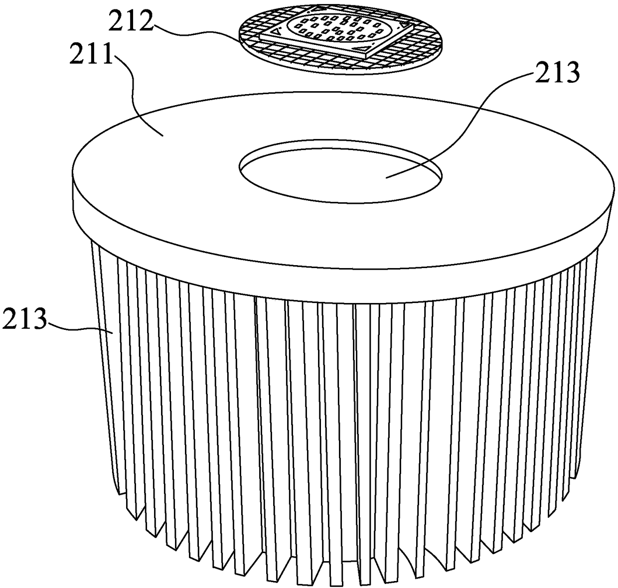 An LED light emitting device for increasing luminous flux density