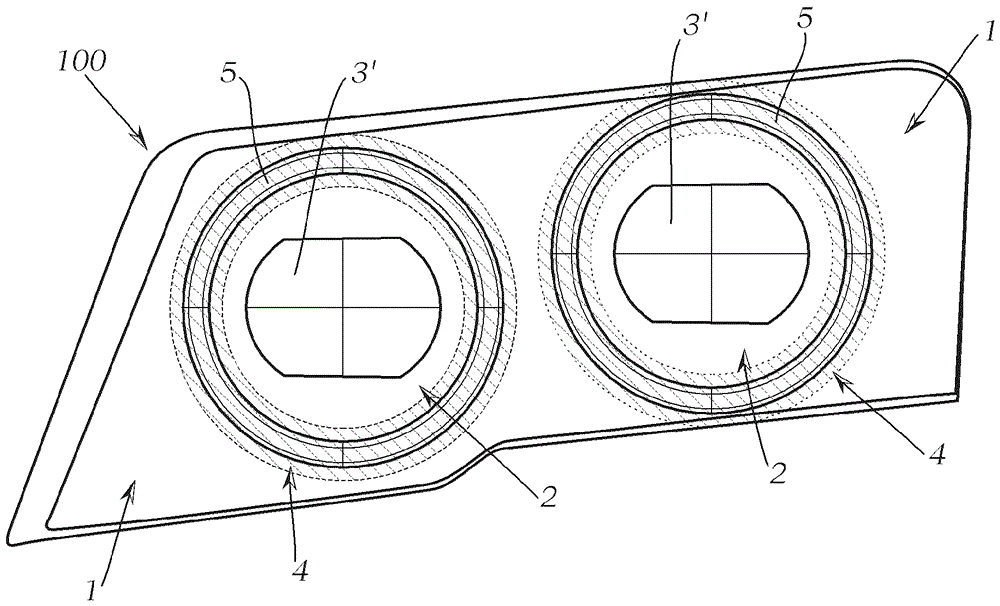 Automotive headlights for generating main and auxiliary light distributions